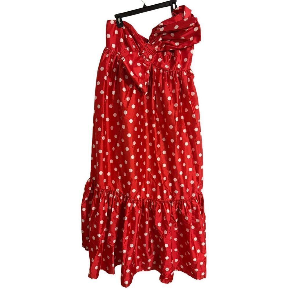 Brand New Anthropologie Atsu Sally Bow Polka Dots Red and White Maxi Dress 1X - Picture 4 of 15